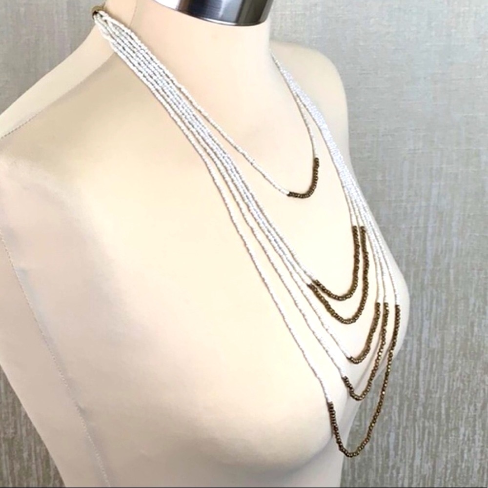 HAWAIIAN Pearls & Gold Beaded 6 Tiered Beautiful Layered Necklace Made i… - Picture 7 of 8